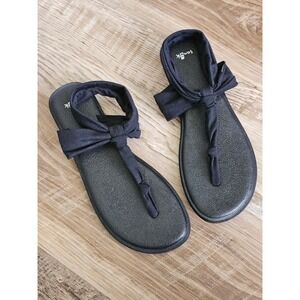 Sanuk Yoga Sling 2 Black Fabric Strap Sandals Womens 10 Flip Flops